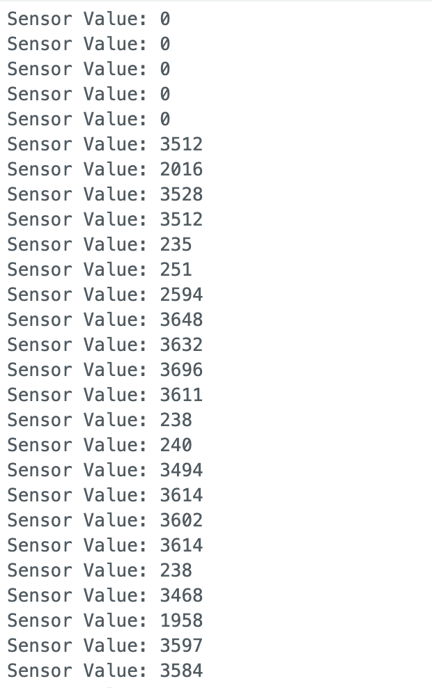 sensor reading values